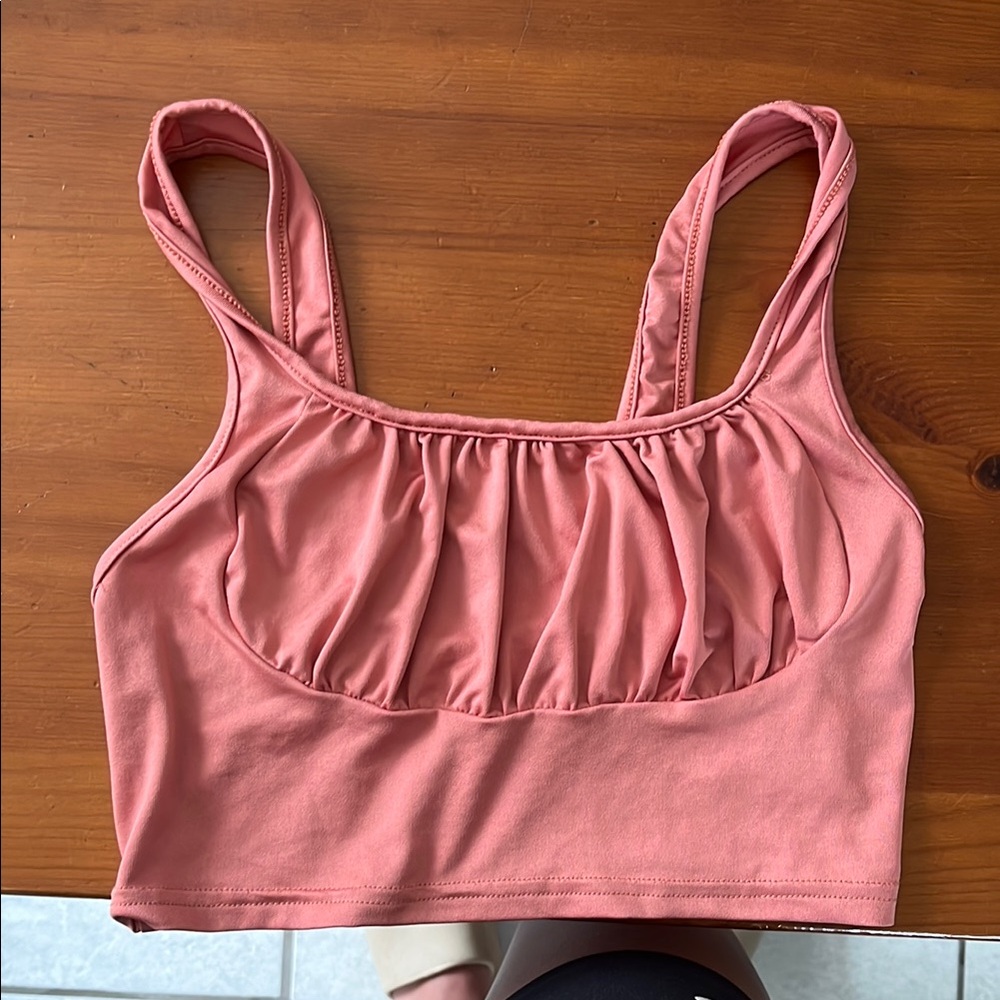 Pink Ruched Crop Top